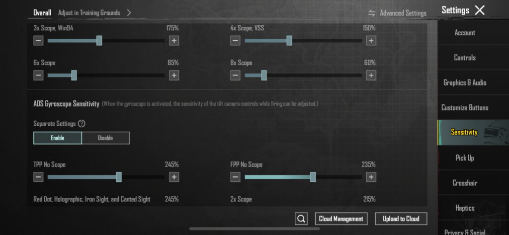 BGMI Sensitivity Settings